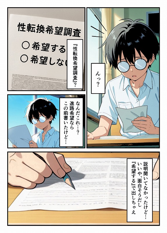 性転換希望調査に僕だけ希望するで出した結果、本当に女の子になってしまった話 モザイク版_page_2_a